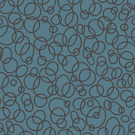 Overlapping black circles and ovals on a bold blue backgroundのイラスト素材