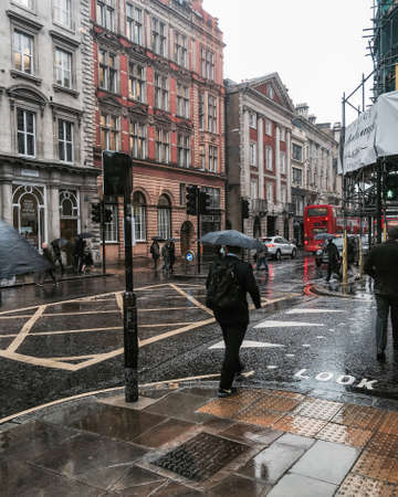 Rainy day, Fleet Street, London.のeditorial素材