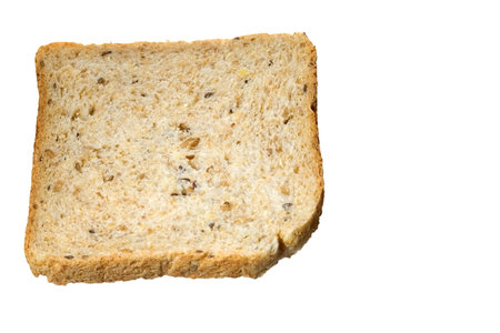 A slice of brown multigrain breadの写真素材