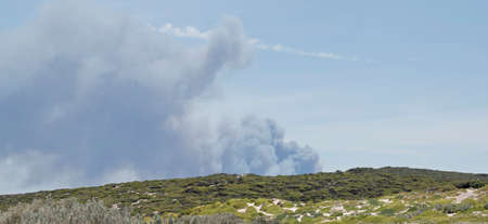 A bush fire burning in the distance on Kangaroo Islandの写真素材