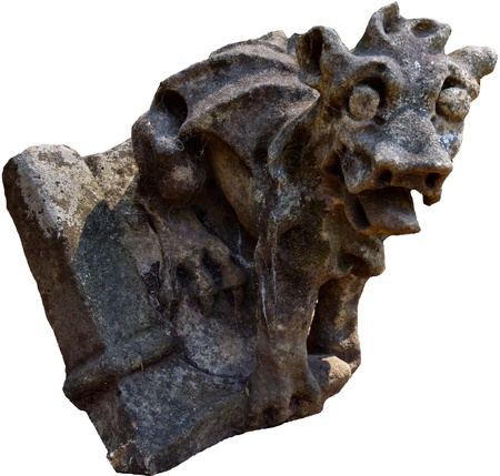 Stone gargoyle on white backgroundの写真素材