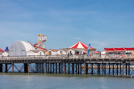 Fun for all the family on the colourful pier by the seaのeditorial素材