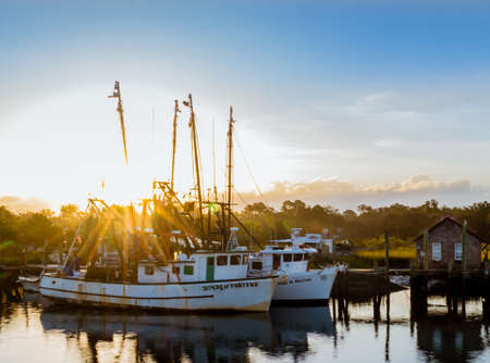 Shrimp Boats docked in charlestonのeditorial素材