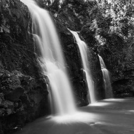 Triple Falls along road to hana in maui, hawaiiの写真素材