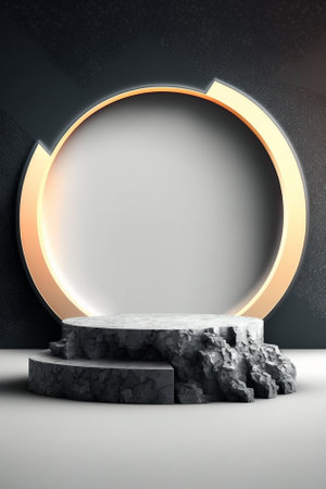 Abstract scene podium mockup. Award ceremony concept. 3d renderの素材