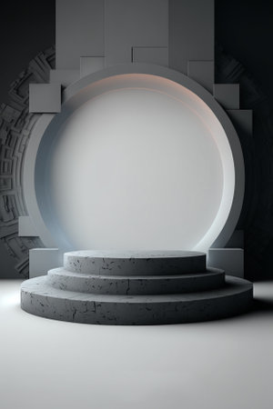 Abstract scene with round podium. Mockup, 3D Renderingの素材