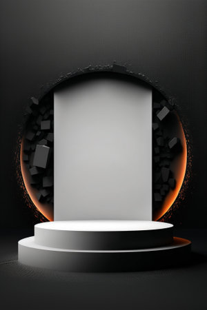 Podium on black background. Abstract scene for mock up presentation. 3d renderingの素材