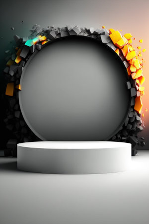 Minimalist black and white 3d rendering abstract background with podiumの素材