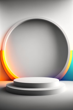 Abstract round podium illuminated with spotlight. Award ceremony concept. stage backdrop. vector illustrationの素材