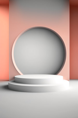 Abstract scene with round podium. Mockup, 3D Renderingの素材