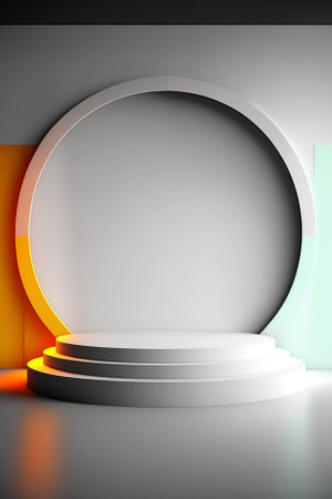 Abstract scene podium mockup. Award ceremony concept. 3d renderの素材
