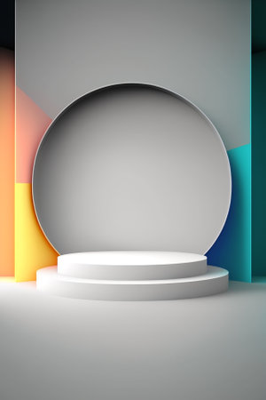 Abstract scene podium mockup. Award ceremony concept. 3d renderの素材