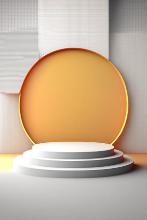 Podium and round stage for award ceremony on abstract background. vector illustrationの素材