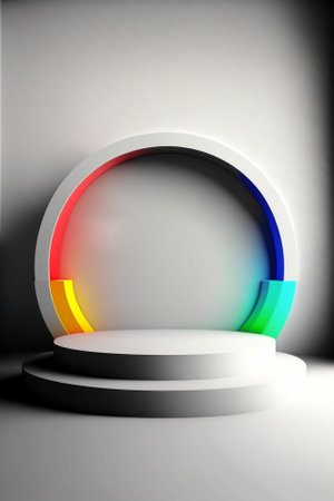 Scene with color podium for mock up presentation in minimalism style. 3d renderingの素材