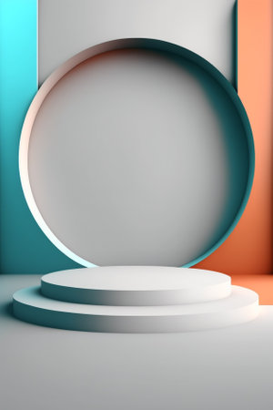 Abstract scene podium mockup. Award ceremony concept. 3d renderの素材