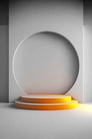 3d rendering of a round podium in a room with white wallsの素材