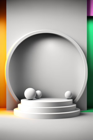 Abstract round podium illuminated with spotlight. Award ceremony concept. vector illustrationの素材