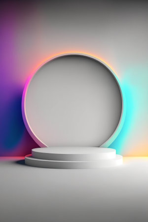Abstract scene podium mockup. Award ceremony concept. 3d renderの素材