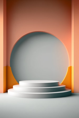 Podium with round arches in orange and gray colors. vector illustrationの素材