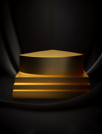 golden podium on black background. vector illustration. Eps 10, contains transparencies.の素材