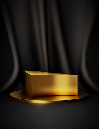 Realistic 3d gold podium on black background. vector illustration.の素材
