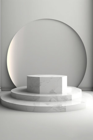 3d render of white marble podium for product presentation in minimal styleの素材
