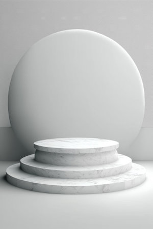 3d render of white marble pedestal for product presentation in roomの素材
