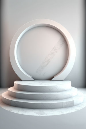 Abstract scene with round podium on white background. 3d rendering illustrationの素材
