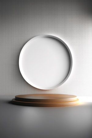 3d render of white round podium on gray background. Mock upの素材