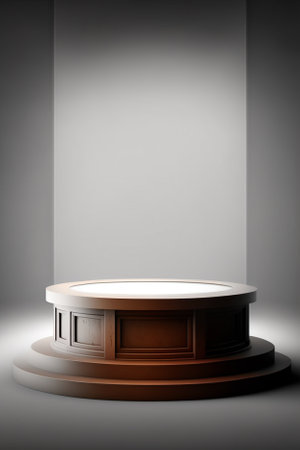 Empty round podium on gray background, 3D rendering. computer digital drawing.の素材