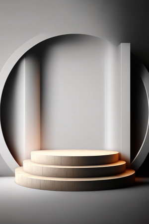 Abstract scene podium mockup. Award ceremony concept. 3d renderの素材