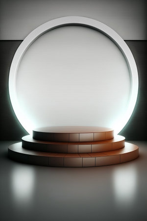 3d render, abstract background, round podium, pedestal, blank for designの素材