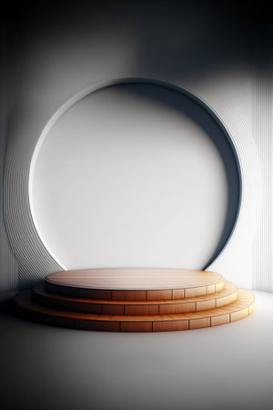 Abstract scene with round podium on gray background. Mockup, 3D Renderの素材