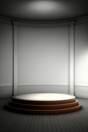 3d render of a podium in an empty room with a white wallの素材