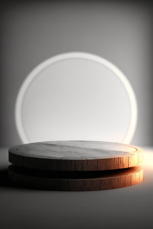 3d render of podium for product presentation in room with lighting effectの素材