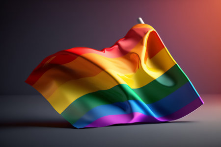 Rainbow flag on dark background. 3d rendering. Concept of LGBT.の素材