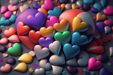 3d illustration of colorful hearts background for valentine's dayの素材