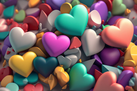 Colorful heart background. 3D illustration. 3D rendering.の素材