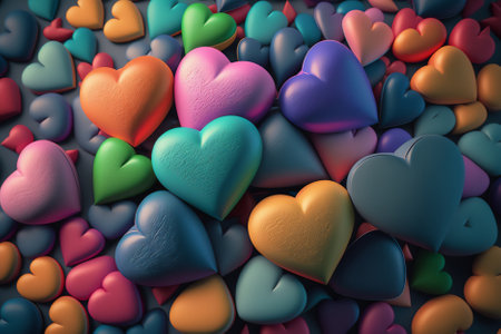 Colorful heart background. 3D illustration. 3D rendering.の素材
