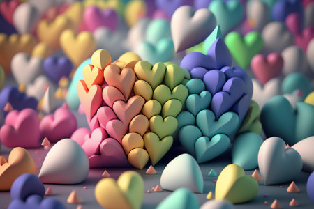 Valentine's day background with hearts. 3D rendering.の素材