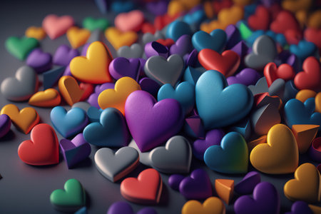 Colorful heart background. 3D illustration. 3D rendering.の素材