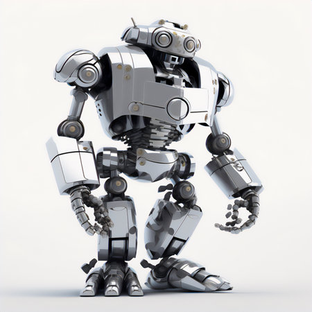 3D render of a robot isolated on white background with clipping pathの素材