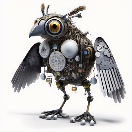 3D rendering of a cute owl isolated on white background with clipping pathの素材