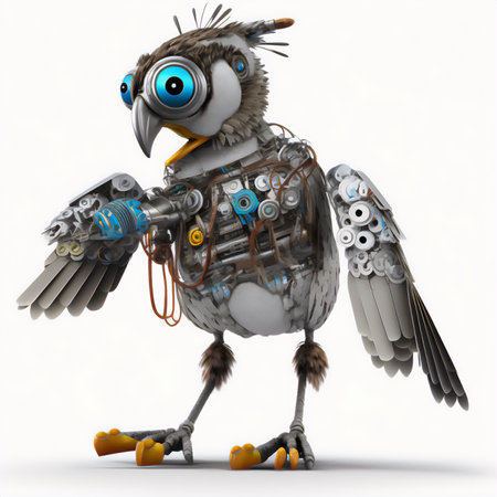 Cartoon robot with arms and legs on white background. 3D illustration.の素材