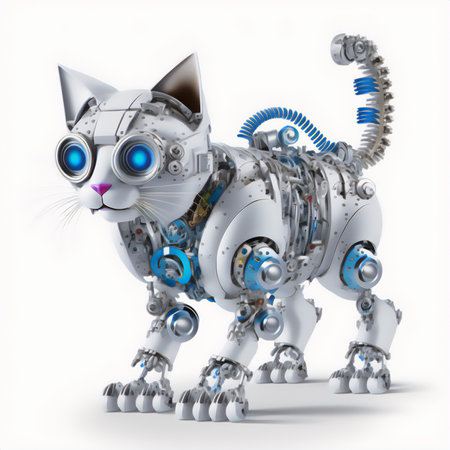 3d rendering of a cute robot isolated on a white background.の素材