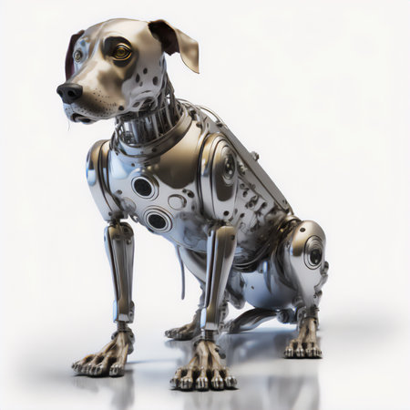 3D rendering of a dog robot isolated on a white background.の素材