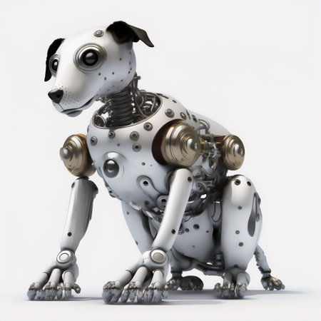 3D rendering of a dog robot isolated on white background with clipping pathの素材