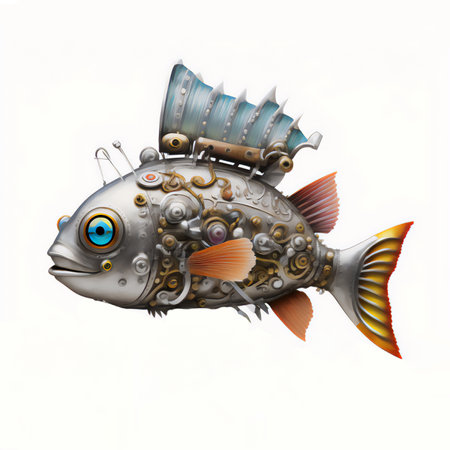 3D digital render of a cartoon sea fish isolated on white backgroundの素材