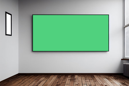 Modern bright interiors apartment with mockup poster frame 3D rendering illustrationの写真素材