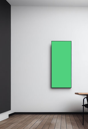 Mock up poster frame in modern interior. 3d render illustrationの写真素材
